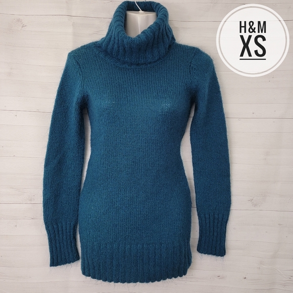 H&M Sweaters - XS H&M Teal Turtleneck Soft Tunic Sweater Top